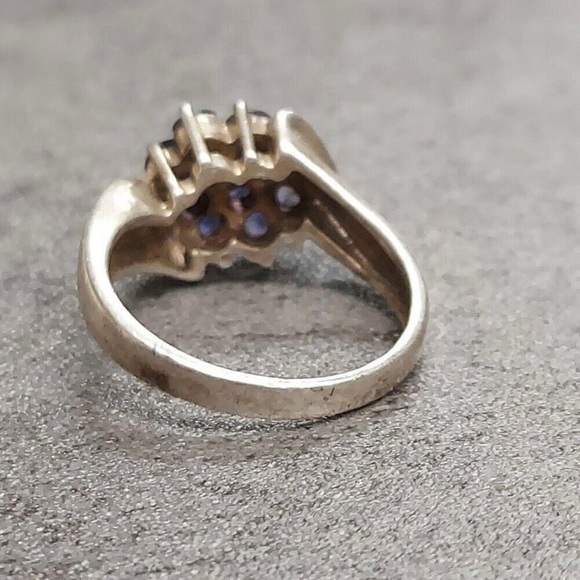Sterling Silver Blue Sapphire Cluster Ring Size 7.75 - Picture 5 of 5